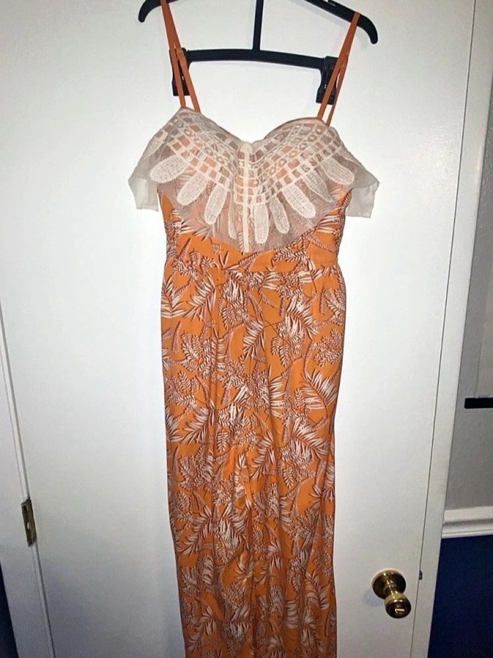 BOG Collective Floral Wide Leg Jumpsuit in Orange & White Size Small